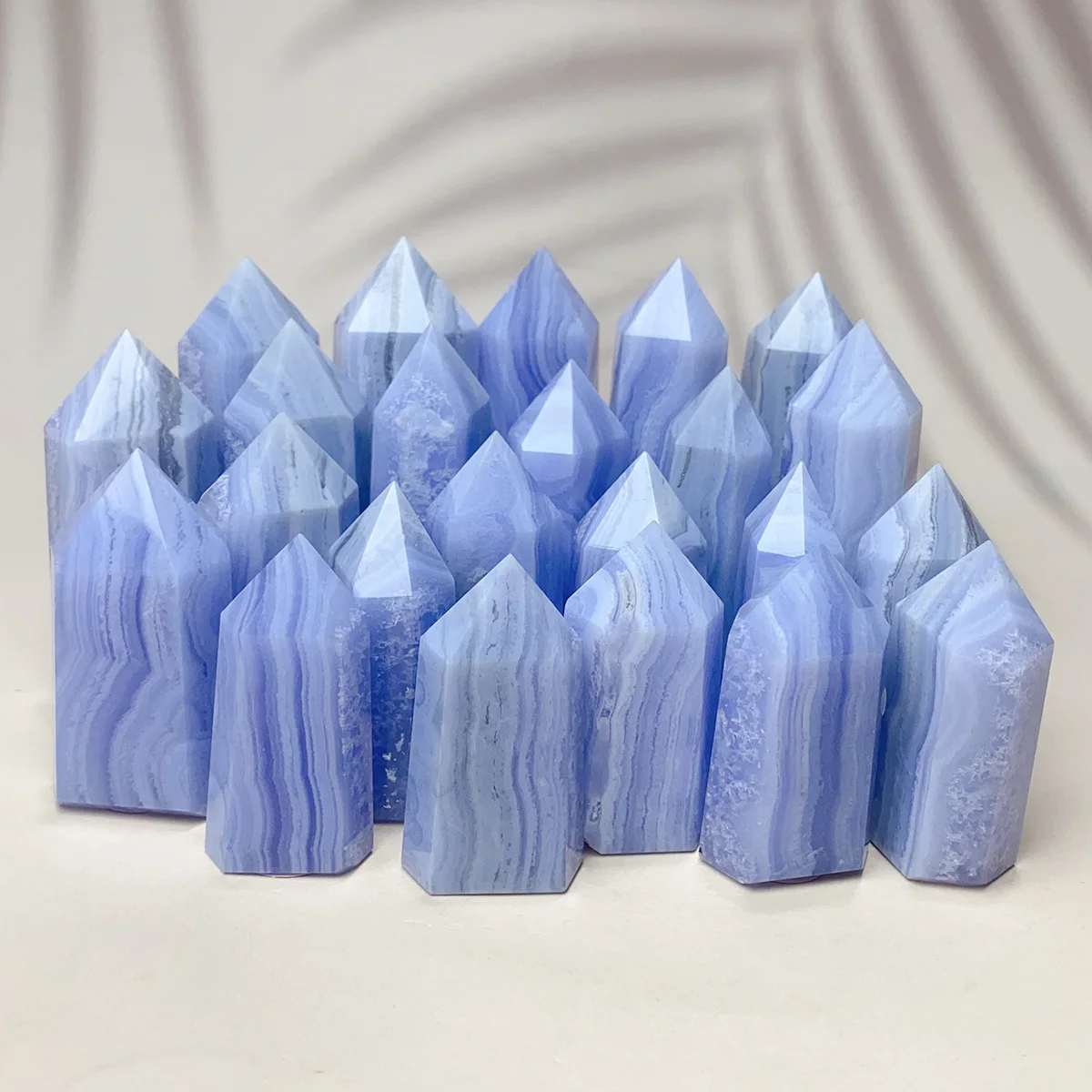 

Natural Blue Lace Agate Crystal Tower Point, Reiki Energy Healing Crystal, Room Decor Gift