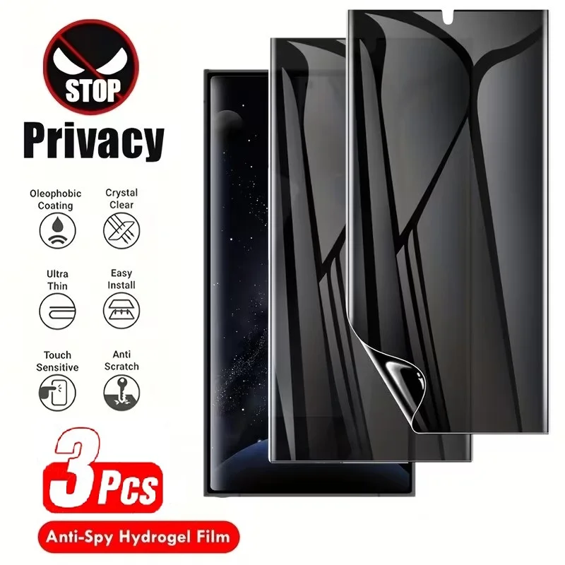 3Pcs Privacy Hydrogel Film Full Cover For Samsung Galaxy S23 S22 S21 S26 S25 S24 Ultra Plus Anti-spy Screen Protector