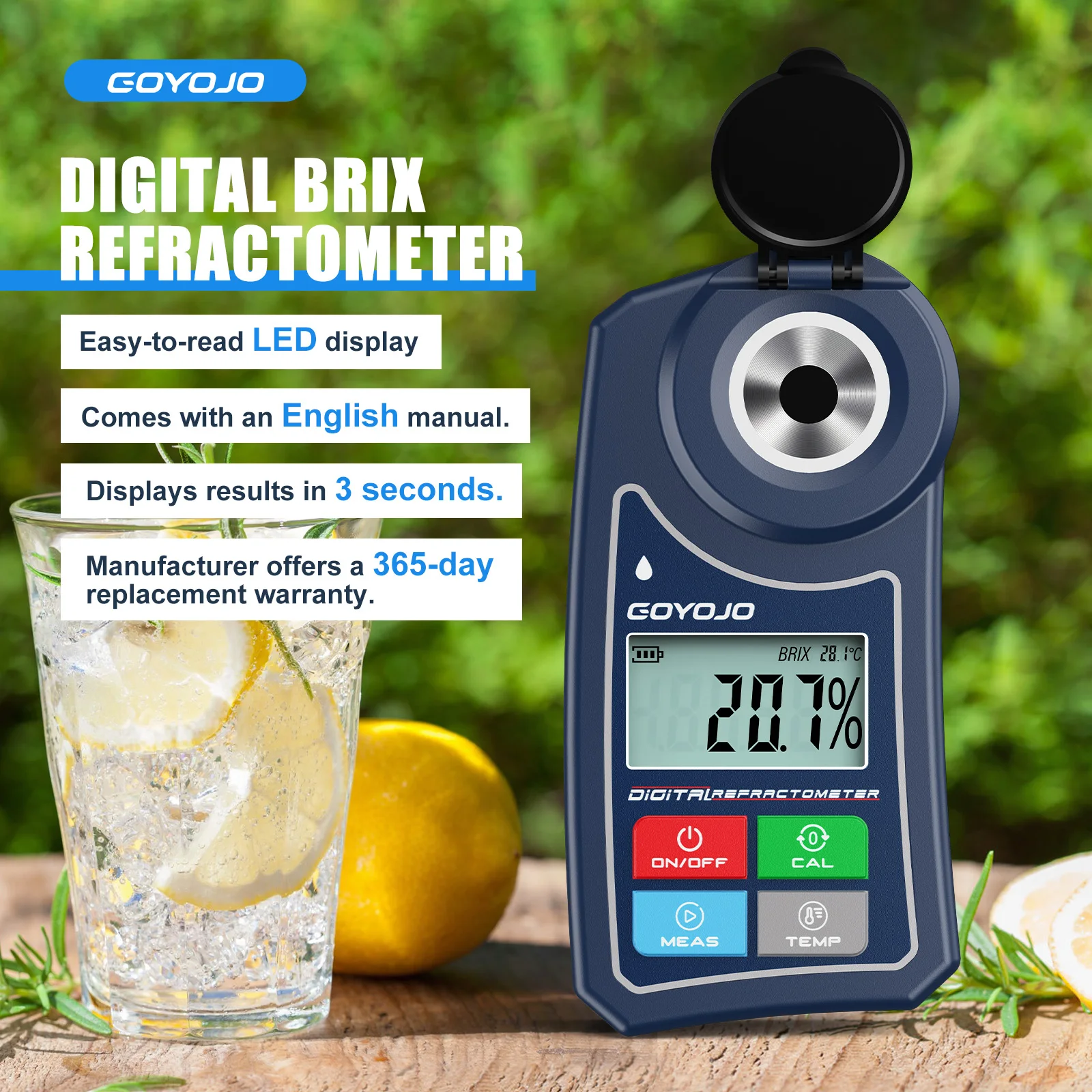 0~55%  Brix Meter for Fruit Drink Honey Digital  Refractometer Sugar Tester Meter Suger Content Measuring Instrument