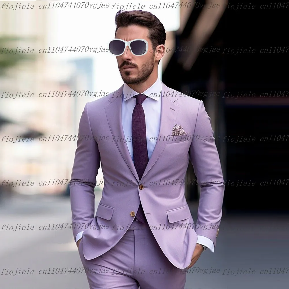 

New Lavend Men Suit Customized Formal Occasion Wedding Party Groom Groomsman Business Prom Male Tuxedos 2 Piece Set Jacket Pants