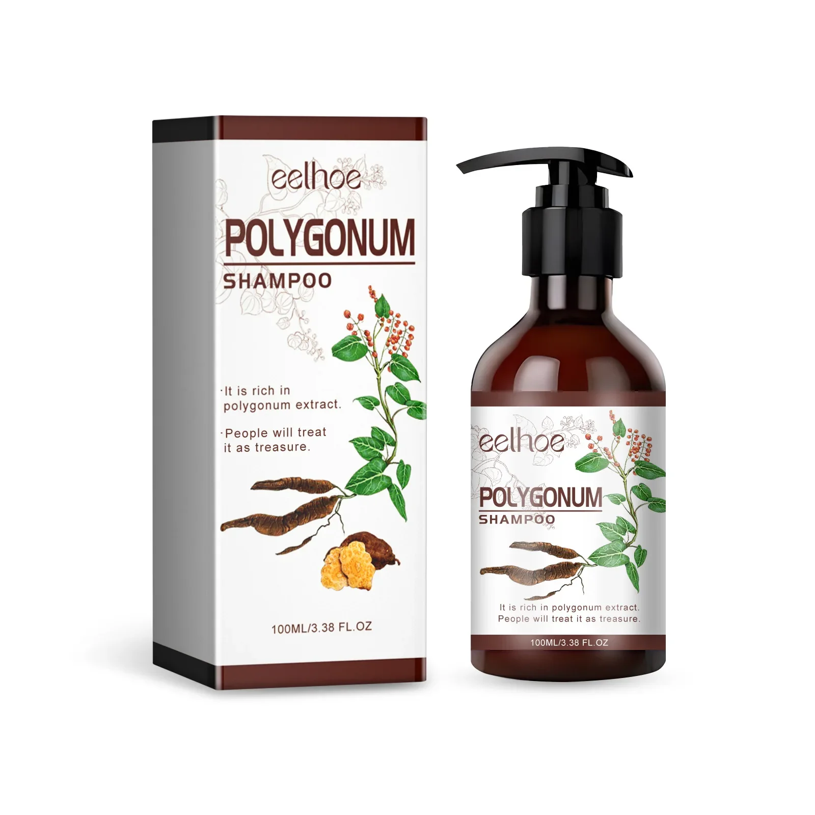 

Sdotter New Polygonum Multiflorum Black Hair Shampoo Nourishing White Grey Cover Anti Dandruff Treatment Scalp Damaged Herbal Ha