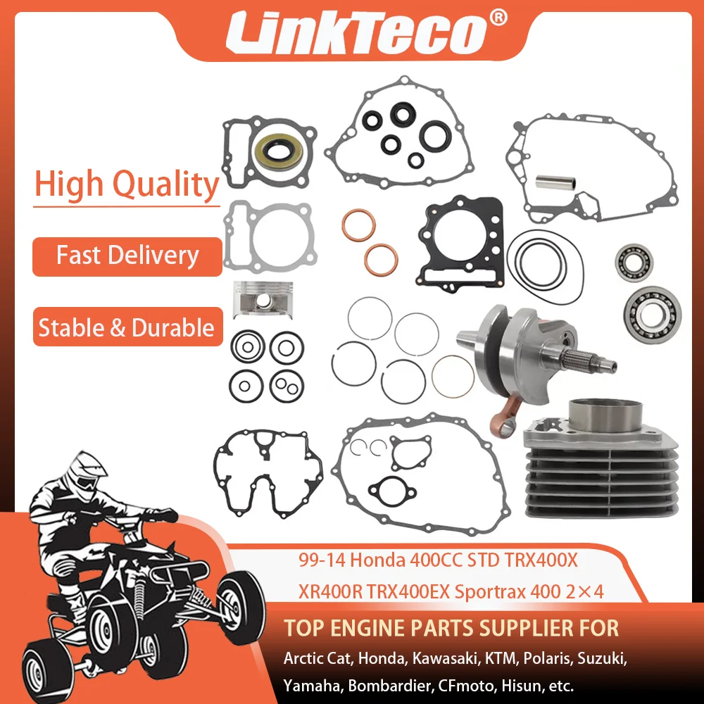 

ATV 99-14 STD 85mm 400cc Engine Cylinder Crankshaft Piston Top End Gasket Kit for Honda TRX400X Sportrax 400 TRX400EX 2x4 New