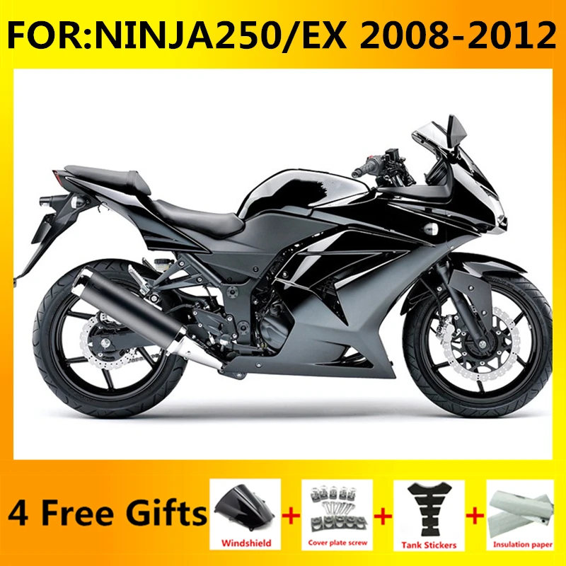 

New ABS Motorcycle full Fairing kits Fit for ninja 250 ninja250 2008 2009 2010 2011 2012 EX250 ZX250R fairings kit set black