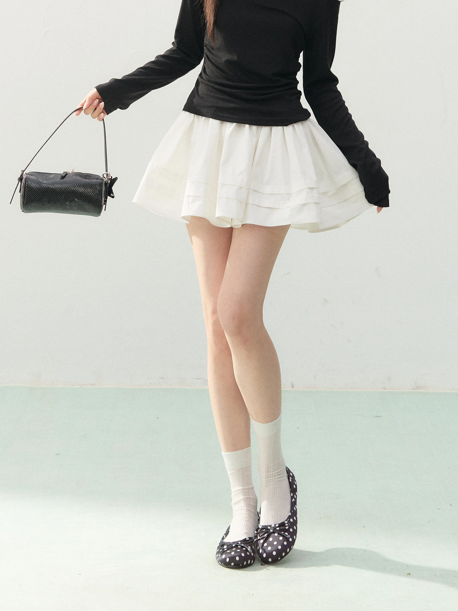 

ELEVEN SP Summer New White f Skirt Women's Korean Sle College Wind Commute Versatile Pleated Skirt High Waist A-Line Kni...
