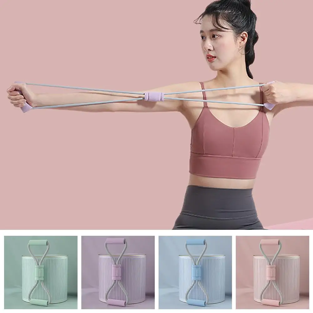 Resistance Bands Yoga 8 Word Tension Device Back Training Belt Equipment Fitness Open Exercise Neck Rope Arm Silicon Stretc C9a5