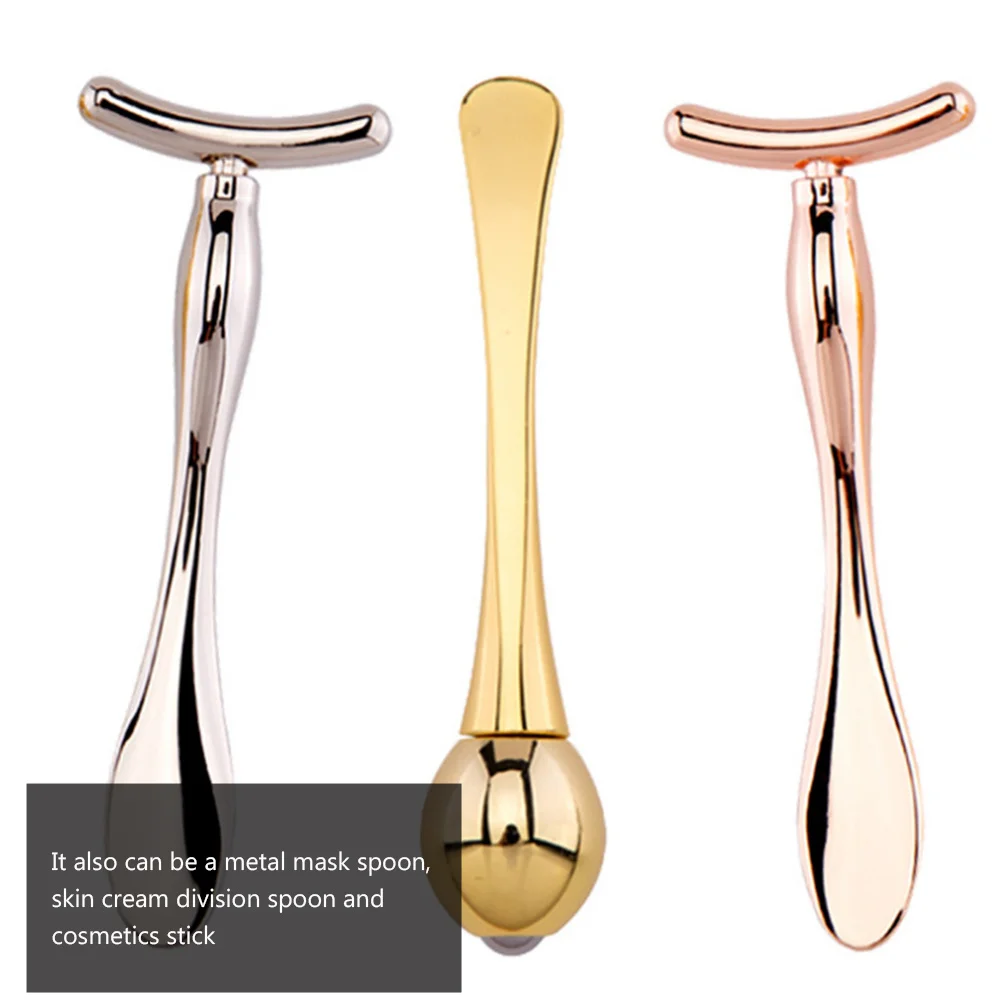 1 set 1 set dubbelvormig gezichtsmasker lepel oogmassage stok voor gezicht huidverzorging draagbare schoonheid scoop glad metalen gereedschap