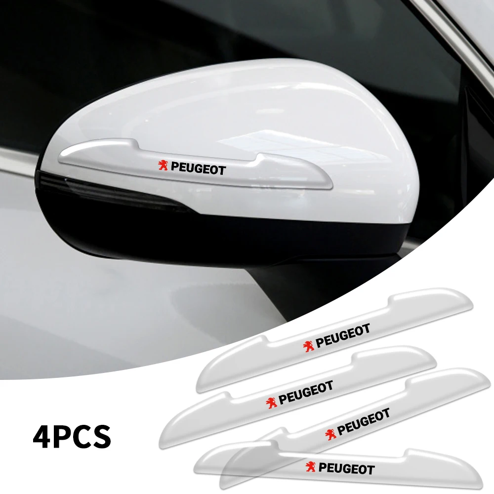 4Pcs PVC Car Door Rearview Mirror Anti-collision Protective Stickers For Peugeot 208 3008 107 308 2008 207 508 607 301 106 406