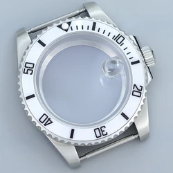 40mm Watch Diving Cases white Ceramic bezel Sapphire For Seiko Nh35 Nh36 Nh34 Nh38 Eta 2824 Miyota 8215 28.5mm Dial Submariner