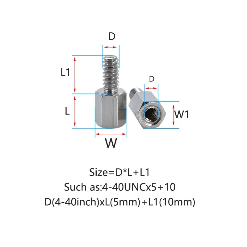 Male to Female Nickel Plate Brass Motherboard Hex Standoff Inch Thread Rack Board Stud Spacing Screws Bolt Column Spacer 4-40UNC