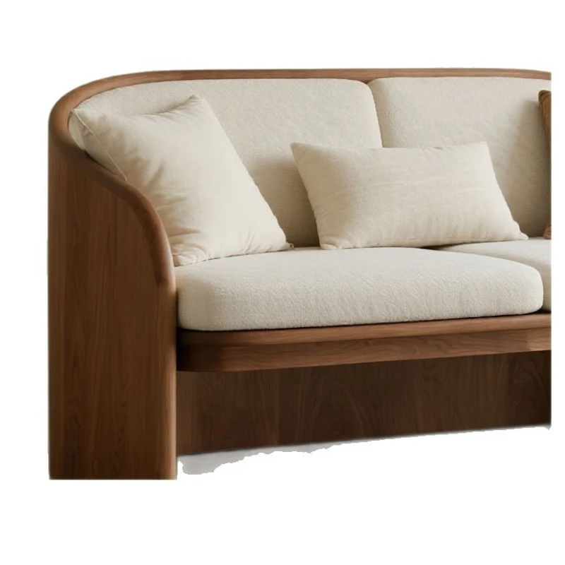 

Wooden frame minimalist style solid wood double sofa hotel homestay