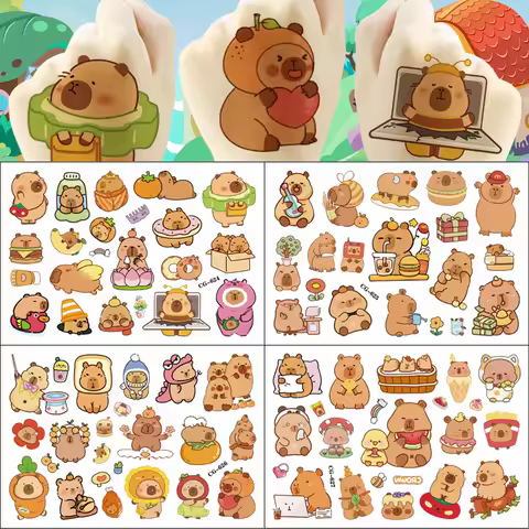 1Pcs Cartoon Capybara Temporary Tattoo Stickers Cute Guinea Pig Waterproof Tattoo For Funny Birthday Gift