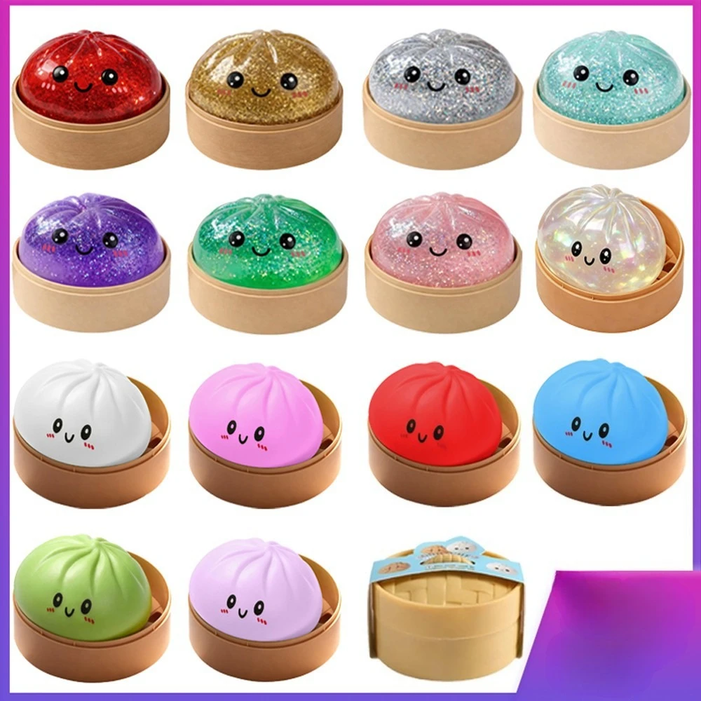 

Cute steamed bread soft slow-rising TPR toys, mini steamer creative extrusion decompression toys for children and adults.