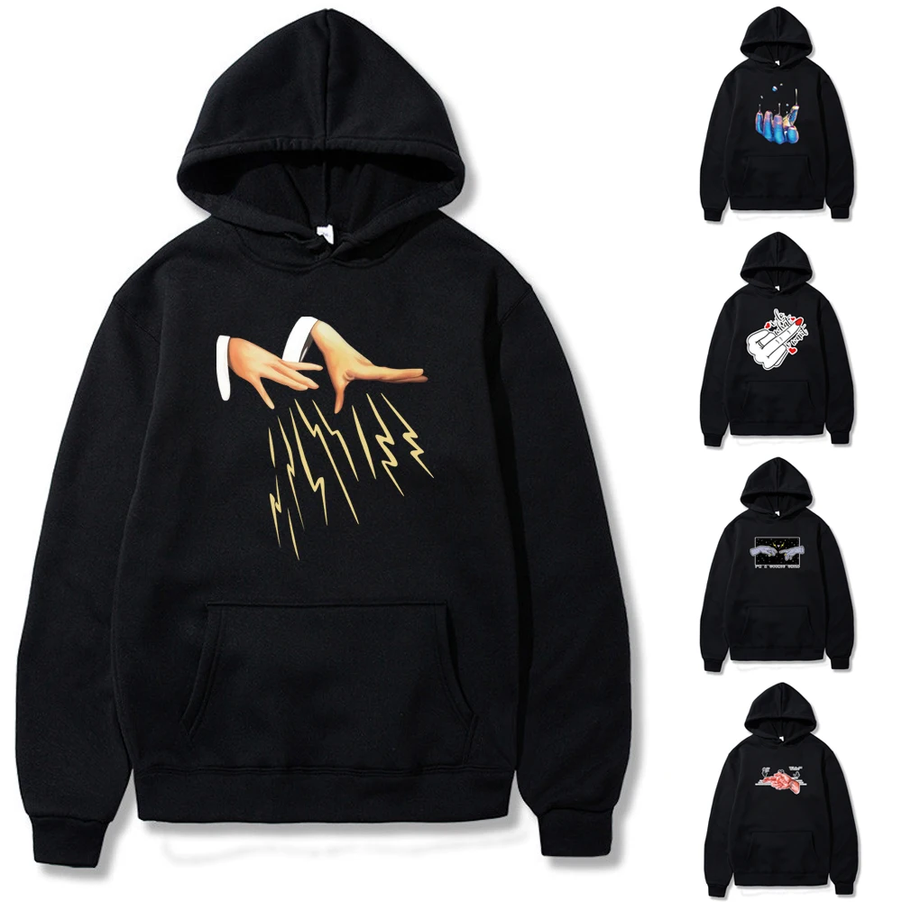 2022 hoodies das mulheres dos homens de manga longa mão impressão masculino/feminino unisex casual solto bolso roupas streetwear moletom pulôver topos