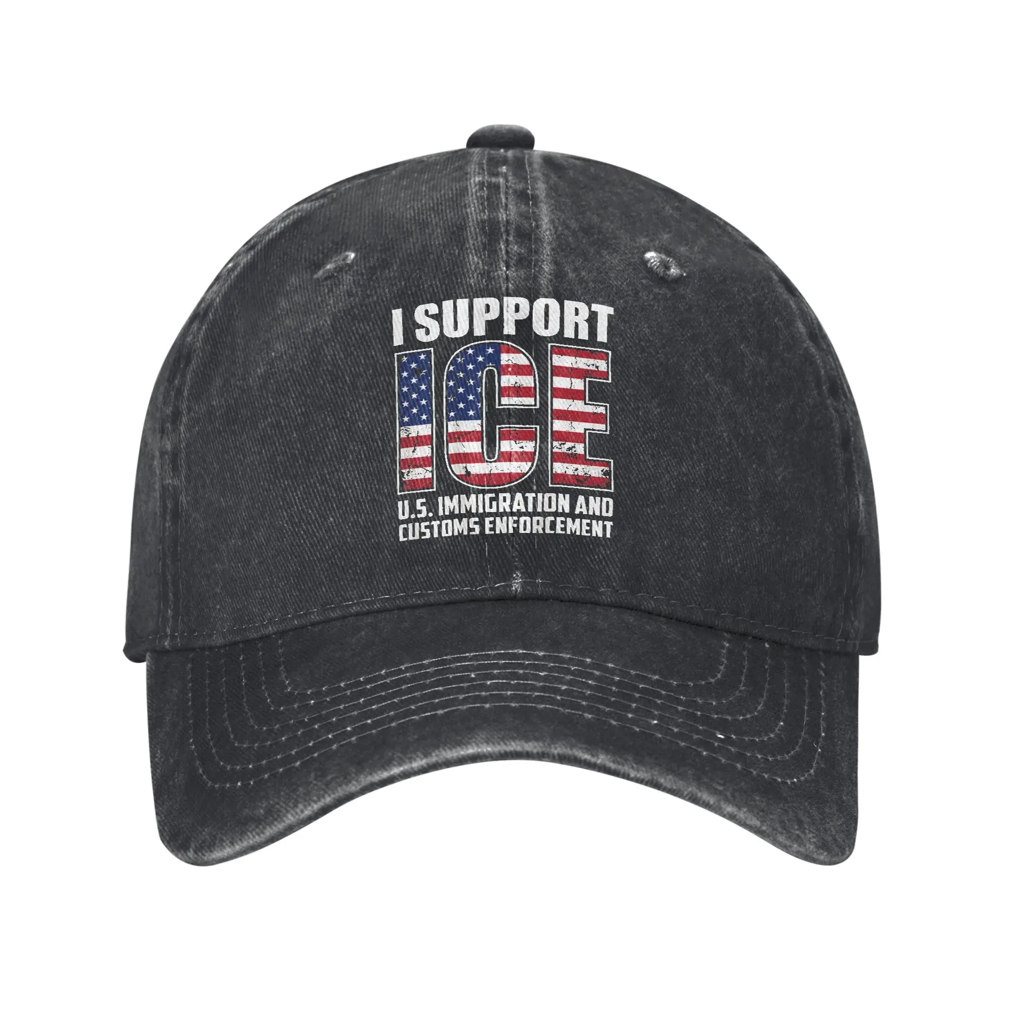 

I support ICE us immigration and customs enforcement Sun Baseball Cap Men Washed Hip Hop Hats Design Outdoor Baseball Caps