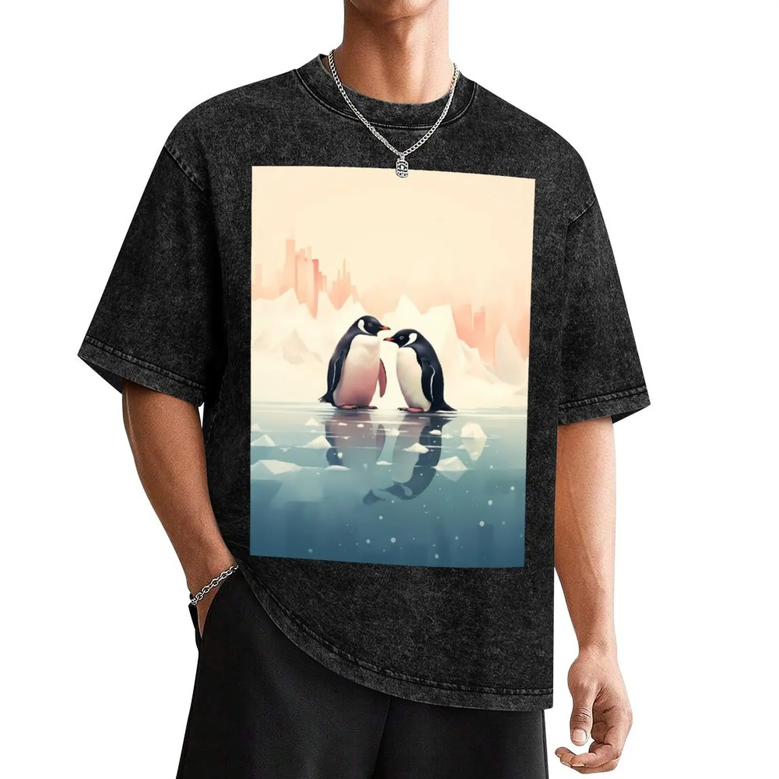 

Two Penguins T-Shirt korean fashion anime clothes mens clothing