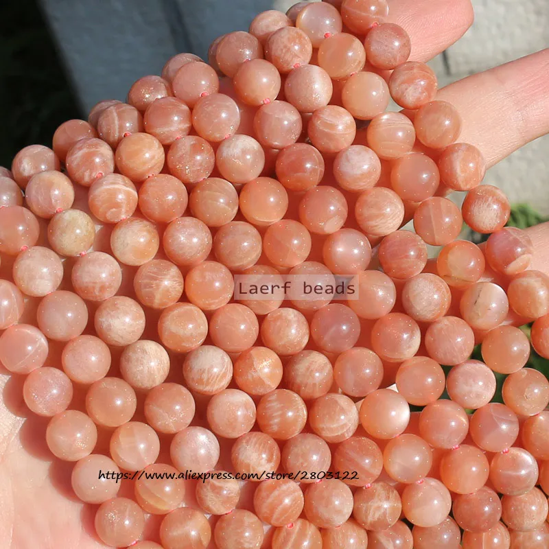 Natural Sunstone 8mm Real Gem-Stone Round Loose beads 15inch,100% Natural Guarantee, For DIY Jewelry Making !