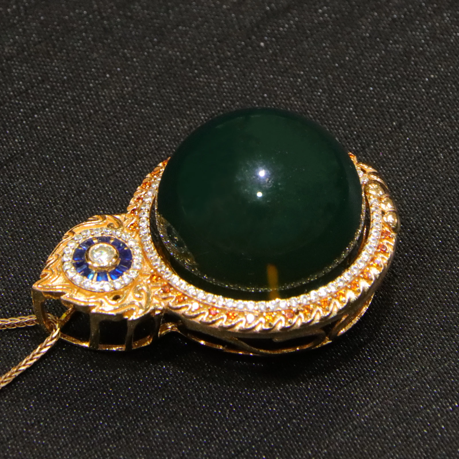 Natural Mexican Blue Amber Pendant Sterling Silver 23mm Round Bead Jewelry Handmade Gift for Women