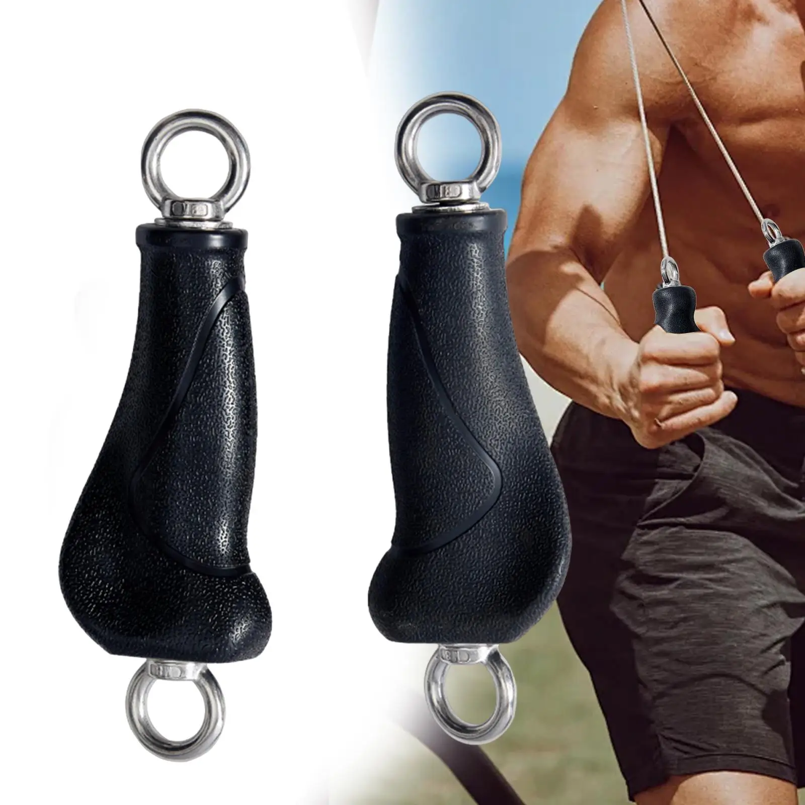 

2x Pull up Grips, Exercise Handles Grips Workout Triceps Handles with Rings for Bodybuilding Triceps Strength Cable Machine