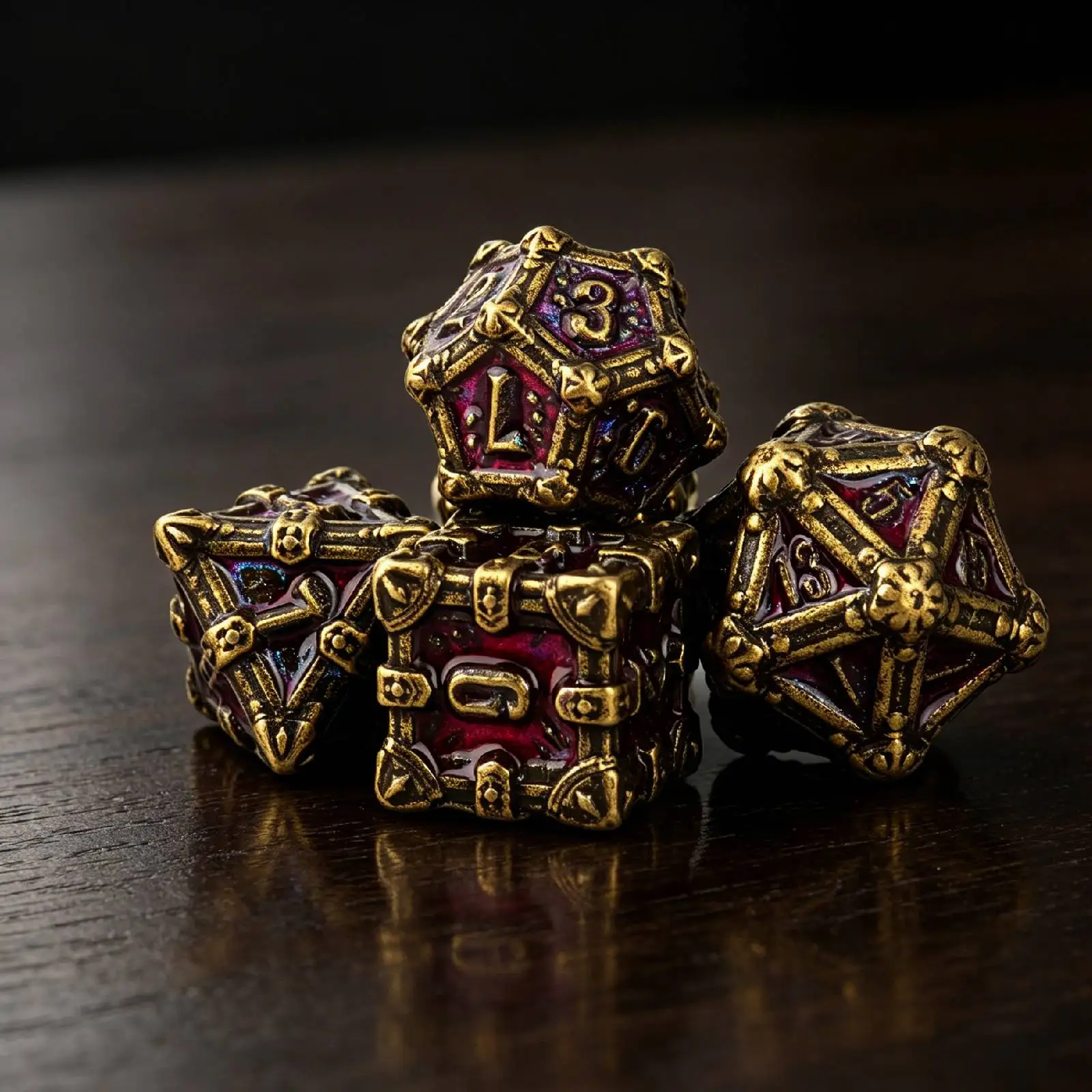 

Skull D & D Dice Polyhedron Metal Cube 7pcs RPG Game Dice with glitter for Dragons & Dragons board games Skeleton Metal Dices