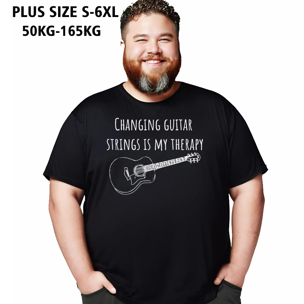 Graphic Guitar Shirt Guitar Strings Therapy__2696 Summer Tees Oversize 5XL Crewneck Premium Cotton Tee-Shirts Female Tshirts