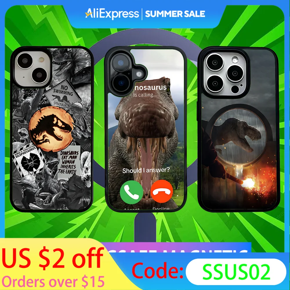 

Dinosaur W-World Phone Case For iPhone 16,15,14,13,12,11,Pro,Max,Plus,Mini,SE J-Jurassics New Magsafe Magnetic Wireless Charging