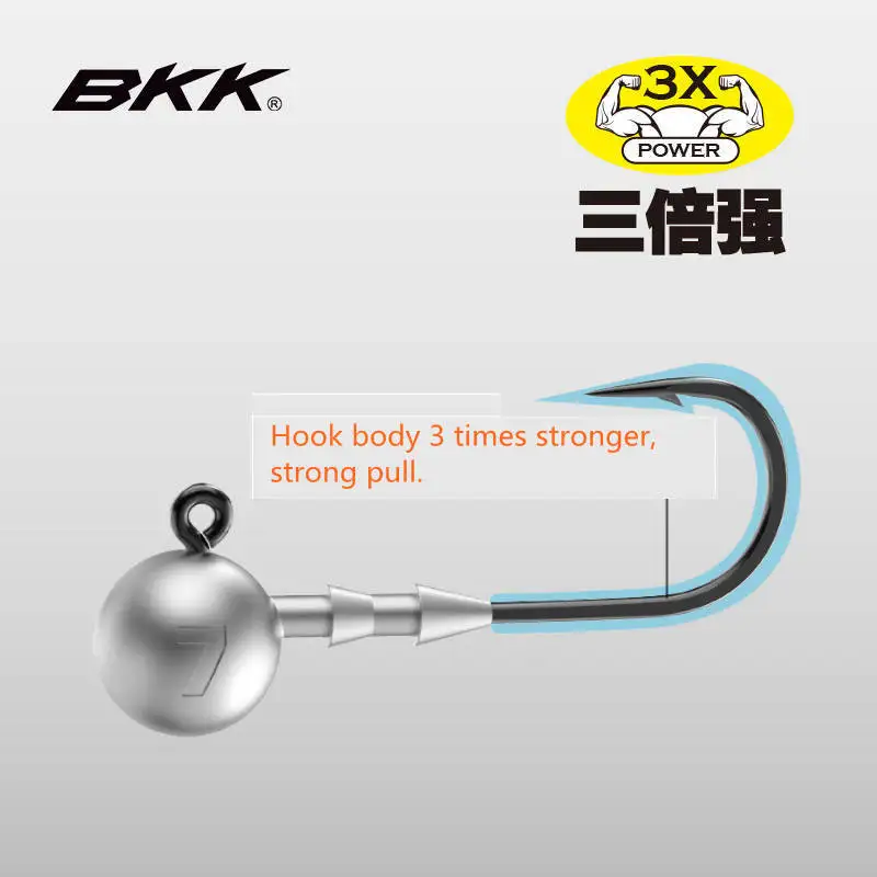 20pcs BKK 9060 Fishing Hooks 1.8g-14g Crank Anti-rust High Carbon Steel Soft Worm Bait Barbs 3X Jig Lead Head Hook Tackle Tools