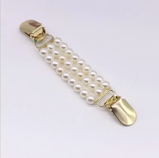 1Pcs Rhinestone Pearl Decorative Buttons Duck Clips Shawl Blouse Bead Buckles Flexible Sweater Cardigan Collar Clothing Decor