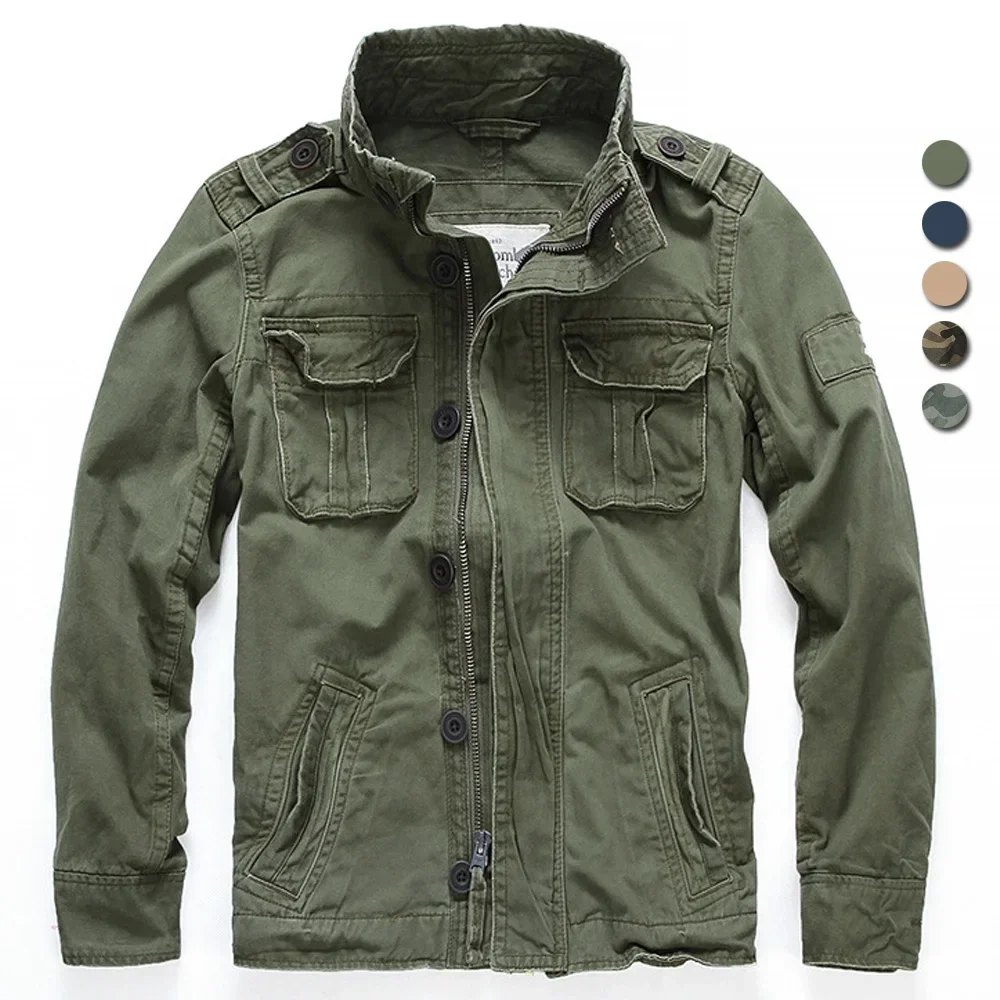 

Men Jacket Men M65 Denim Retro Cargo Jacketes Outdoor Multi Pockets Camo Tops Field Casual Fashion Hiking Coats Uniform