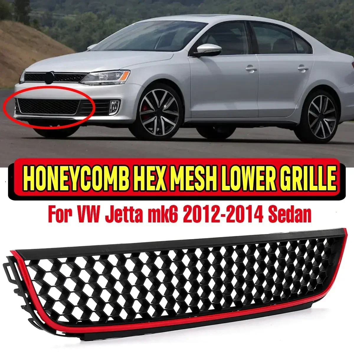 

mk6 Car Honeycomb Hex Mesh Bumper Lower Racing Grills For VOLKSWAGEN For VW Jetta mk6 2012-2014 Sedan Front Grille Body Kit