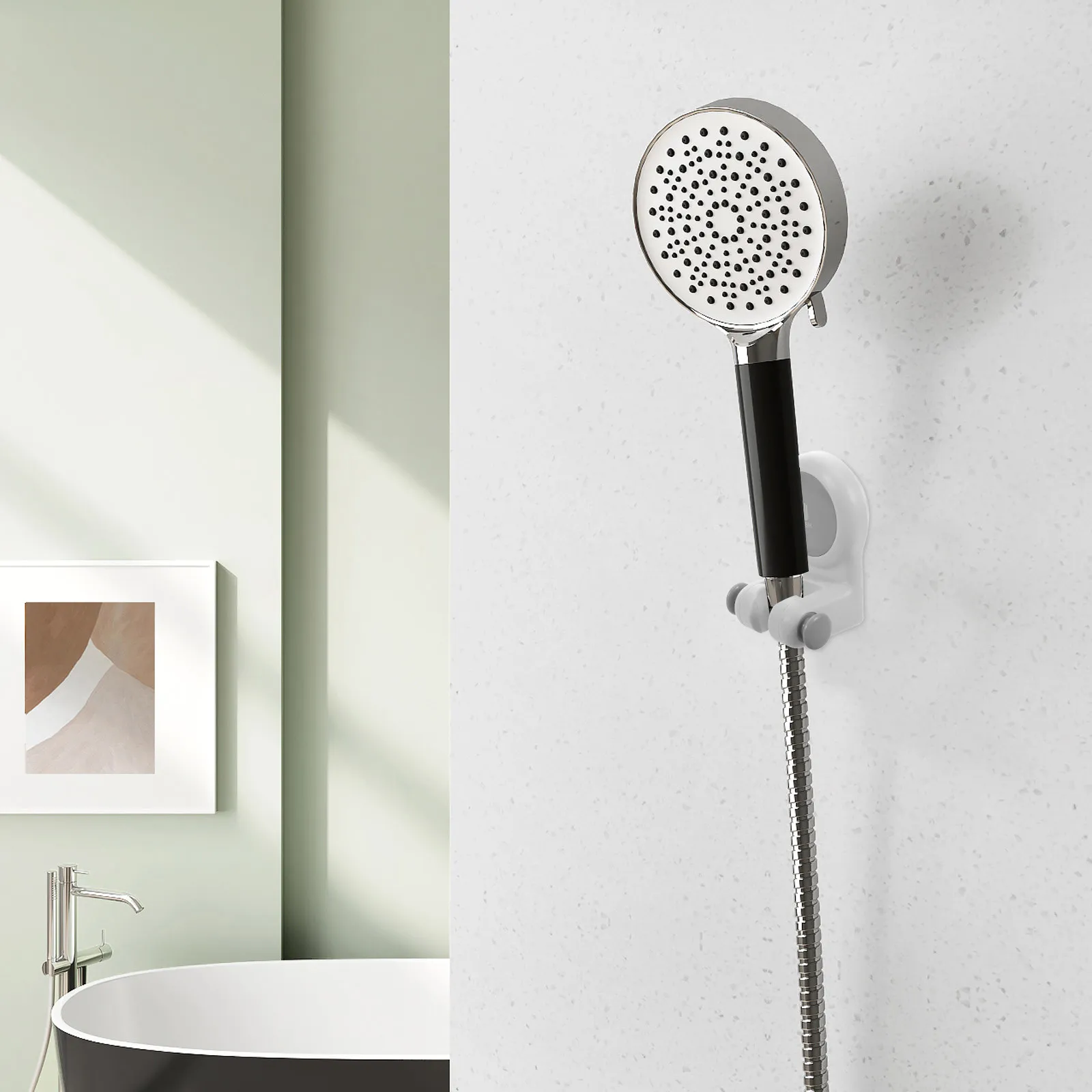 Shower Head Holder Wall Mount No Drilling Required for Rv Bathroom Large Capacity Adjustable Angle Hand Shower Bracket Adhesive