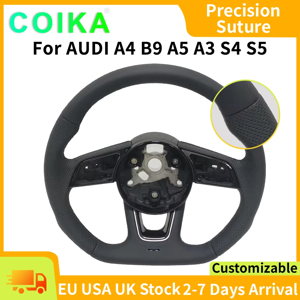 ترقية مسطحة القاع لأودي A3 A4 B9 A5 S3 S4 S5 2017-2020 نصف جلد مثقوب للسيارات Zubonych الرياضية حسب الطلب #1