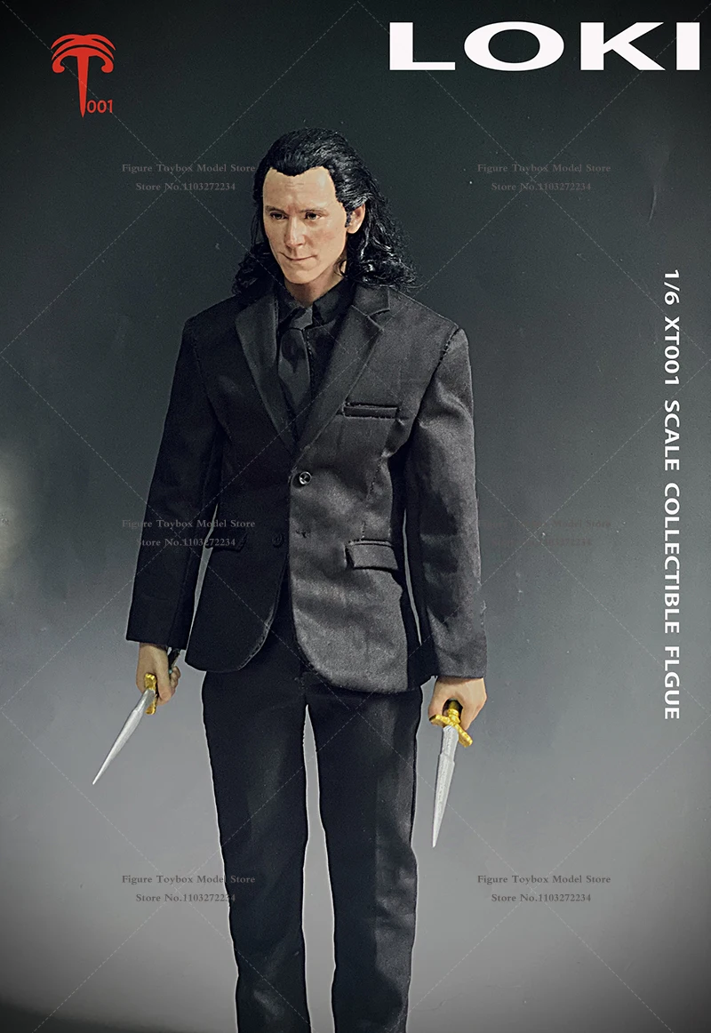 XT001 oryginalny 1/6 Loki czarny garnitur tkanina figurka człowieka Tom Holland Chaos Walking Mini symulacja 12 "pełny zestaw Model żołnierza