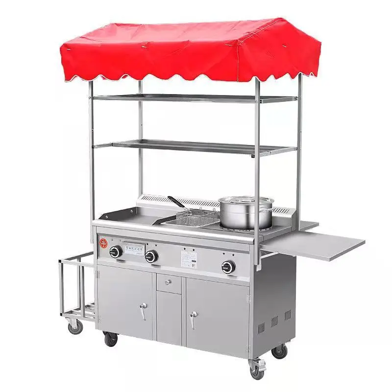 Commercial snack truck, teppanyaki cart, grilling stove, stall all-in-one machine, fryer - view 2