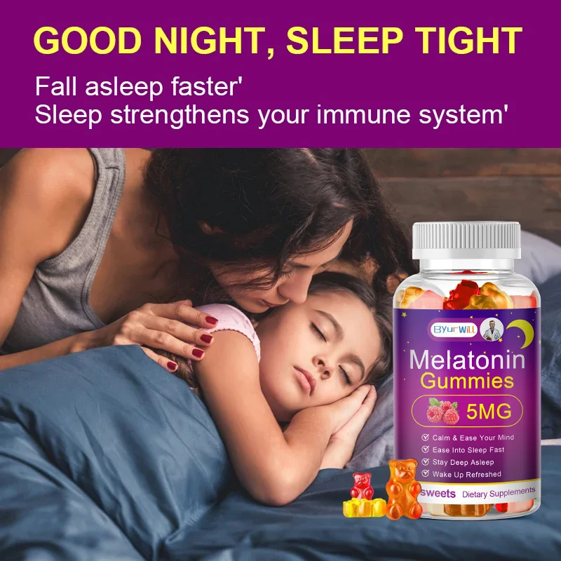 Melatonin Supplement 5mg Contains Vitamin D3 & MSM Gummies to Fall Asleep, Promote Sleep Quality & Alertness Non-GMO