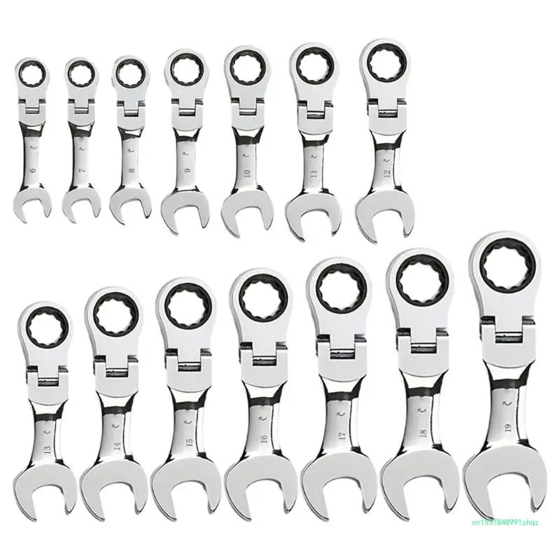 Efficient Flexible Head Ratcheting Wrench 72Tooth Short Handle Hand Spanner