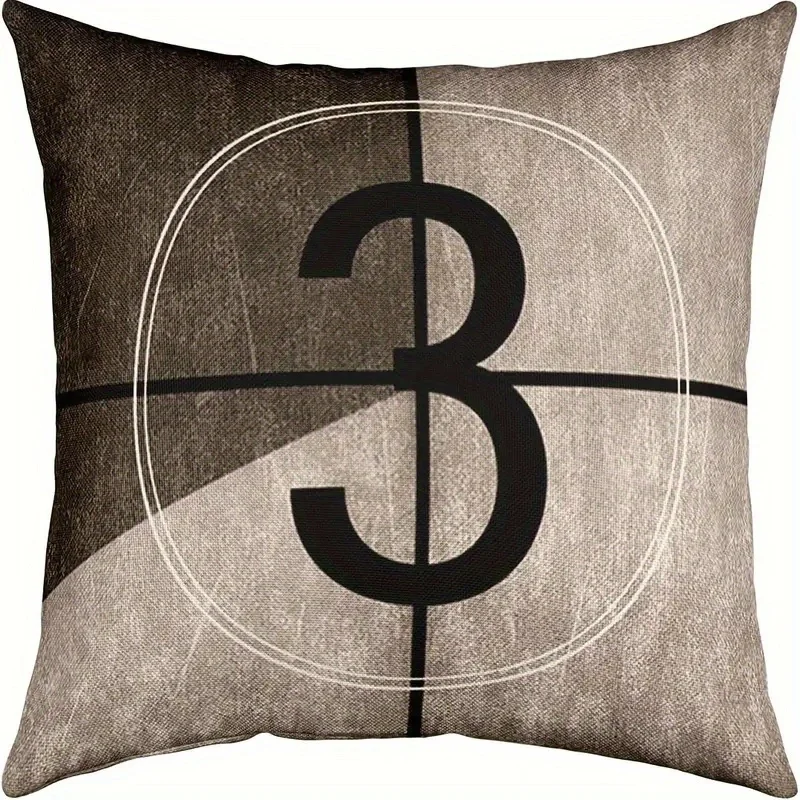 4 Piece Throw Pillow Cover Set Canvas Rustic Number 3 Design Printed Home Decor Storage Pillow Case Soft Accent Pillow