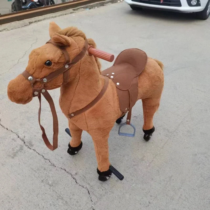 Can Ride and Walk Children's Simulation Trojan Horse. Toy Horse Running Sweat and Blood BMW Plush Doll Rocking Horse