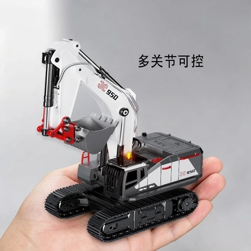 New In Stock Model Remote Control Excavator 1：50 Scale 950 Full Alloy 28 Channel Screw Rod Tracked Metal Hydraulic Hose Desktop