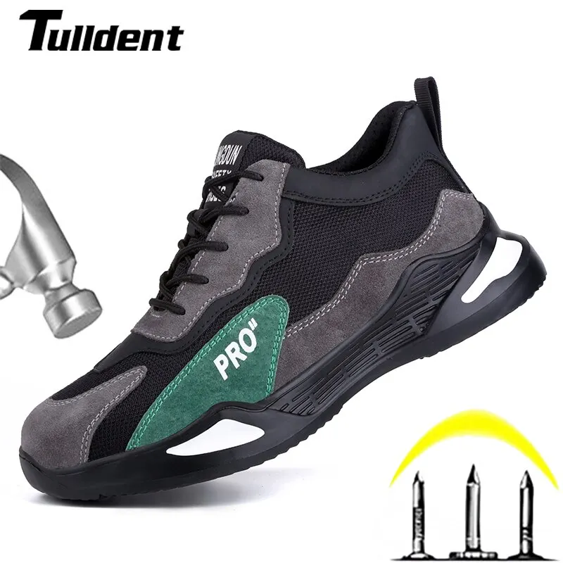 Botas de seguridad con punta de acero para hombre, zapatos de trabajo a prueba de perforaciones, calzado Indestructible