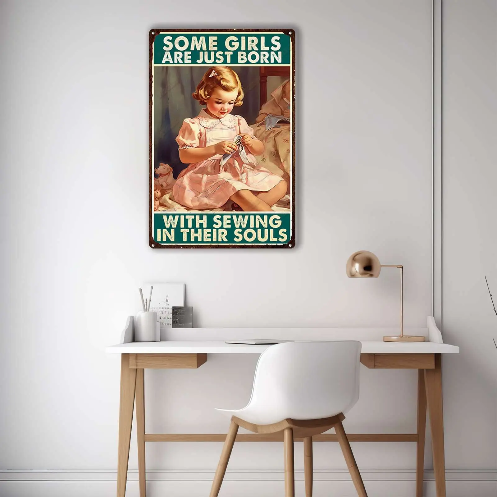 Decor Art Tin Signs Some Girl are Just Born with Sewing in Their Souls Tin Metal Sign Wall Decor Funny Decoration for Home Kitch