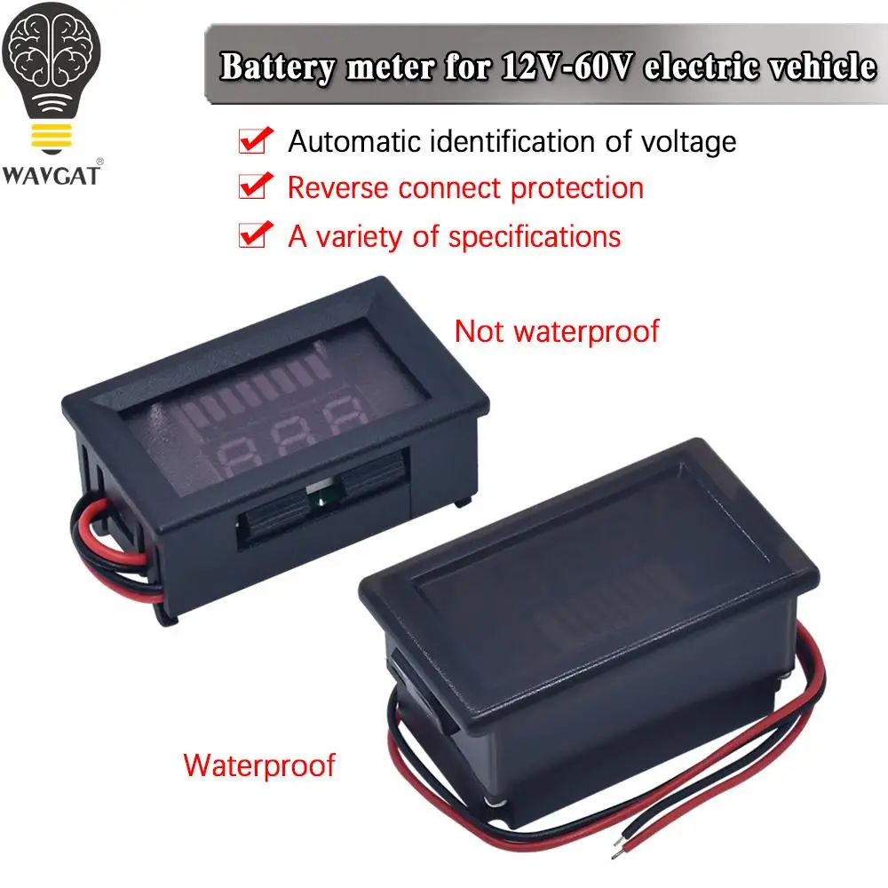 Car Battery Charge Level Indicator 12V 24V 36V 48V 60V 72V Lithium Battery Capacity Meter Tester Display LED Tester Voltmeter