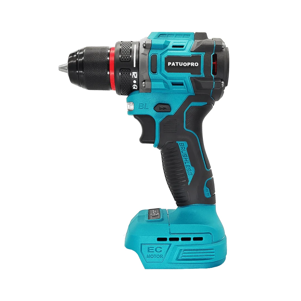 PATUOPRO 10mm 2-Speed Brushless Electric Drill 21+1 Torque Cordless Handheld Drill Power Tool For Makita 18V Battery(No Battery)