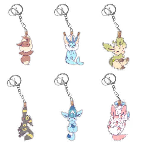 Pokemon Keychain Hanging Up Eevee Vaporeon Sylveon Espeon Leafeon Anime Game Characters Self Made Acrylic Pendant Decoration Toy