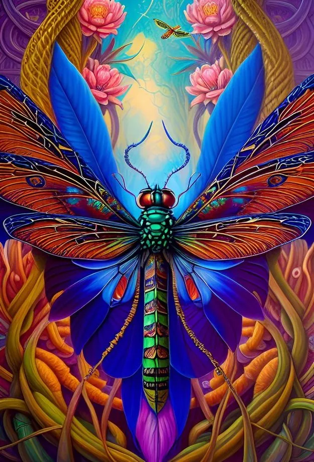 JMINE Div 5D colorful Dragonfly Flower Full Diamond Painting cross stitch kits art animal 3D paint by diamonds