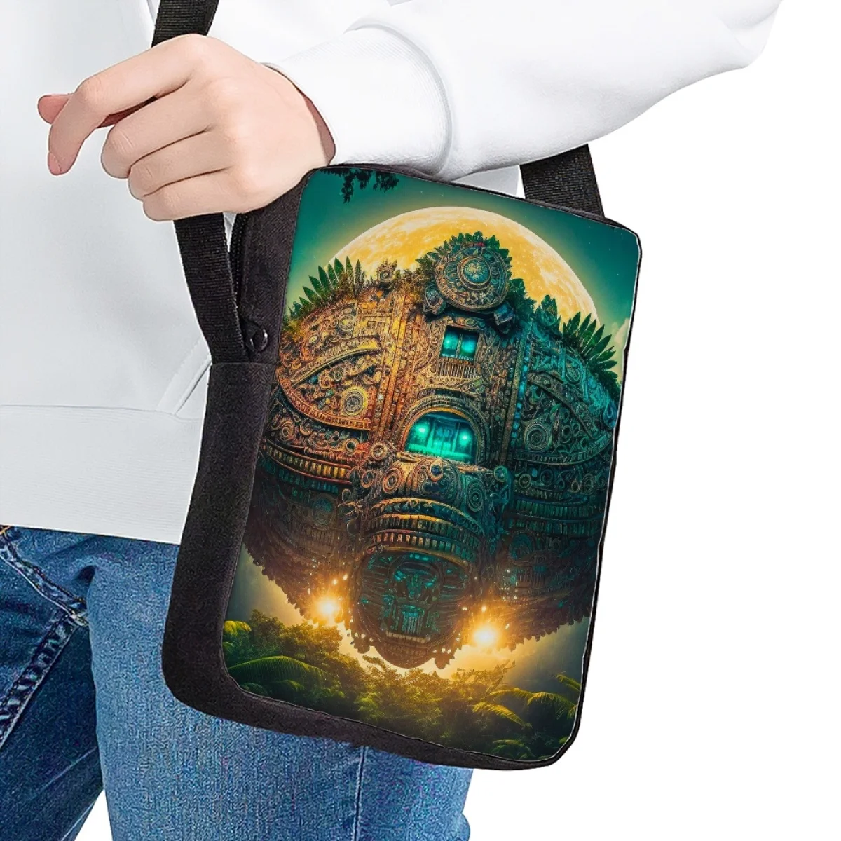 Cartoon Printing Schip Messenger Bag Voor Man Vrouwen Multifunctionele Student Lunch Tas Toevallige Tieners Enkele Schoudertas Wilde