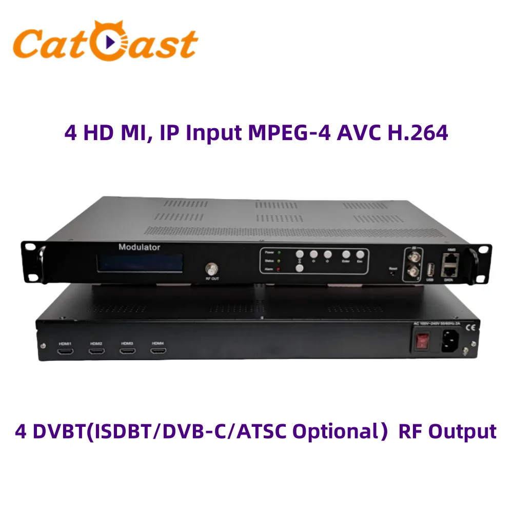 

Headend Modulator 4 Channels HD to 4 Carriers RF Dvb-c/dvb-t/isdb-t AVC H.264 Encoder Modulador