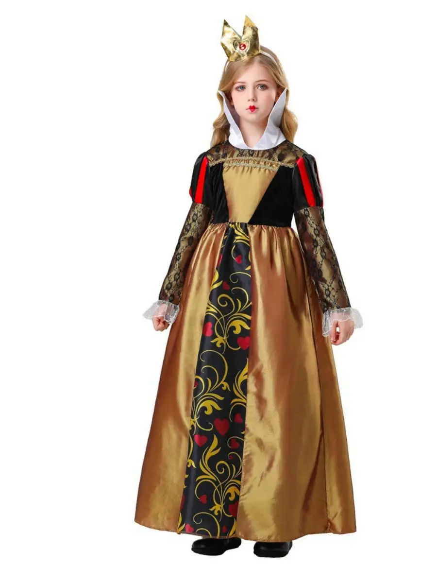 New Children's loween Alice in Wonderland Red Queen Costume Stage Performance Dr Fem Version Ele Ethnic Stage Ou...