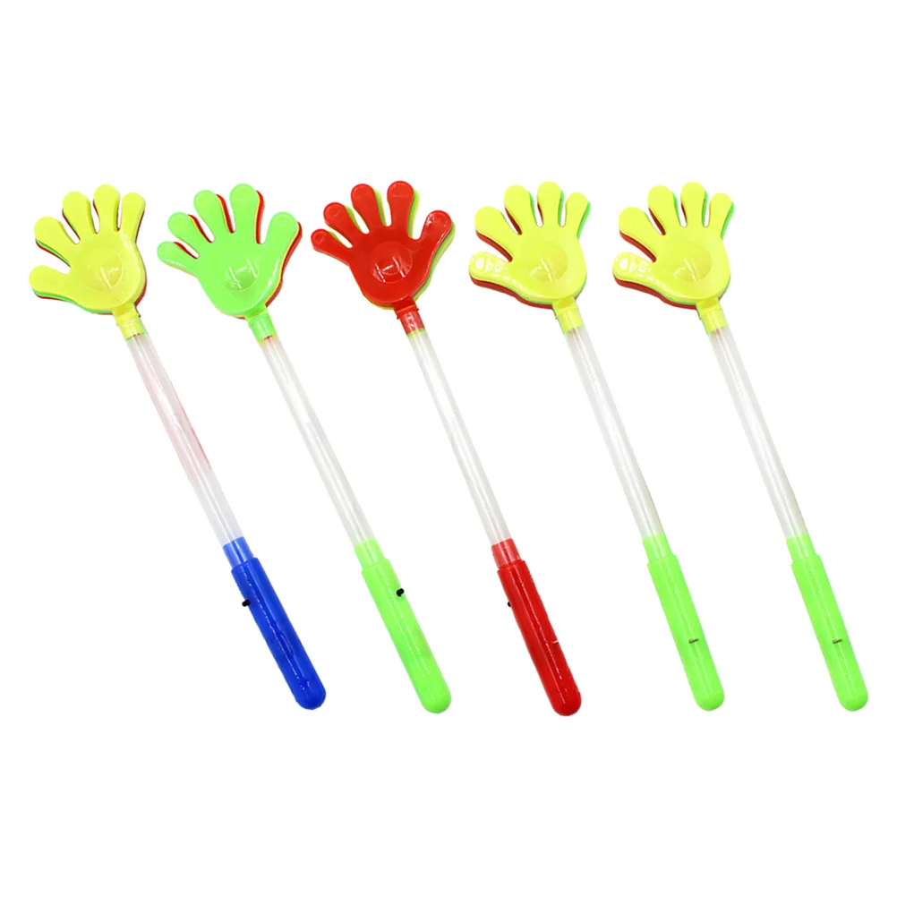 Clappers in plastica luminosi a mano fluorescenti da 5 pezzi per allevamenti di feste, produttori di rumore, oggetti di scena per l'atmosfera del festival