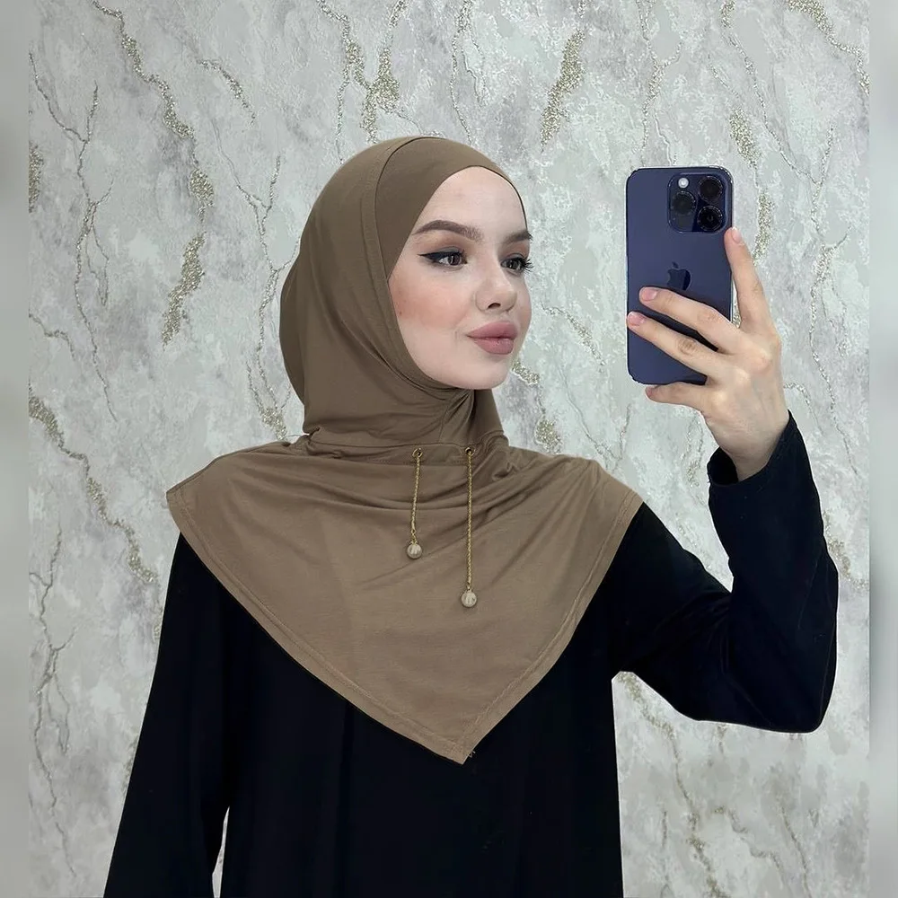 Ramadan Instant Hijab Frauen muslimischen Schal Kette Kopftuch Wraps Stretch Kopf Hals Abdeckung Schals Amira islamischen Gebet Hijabs Turban