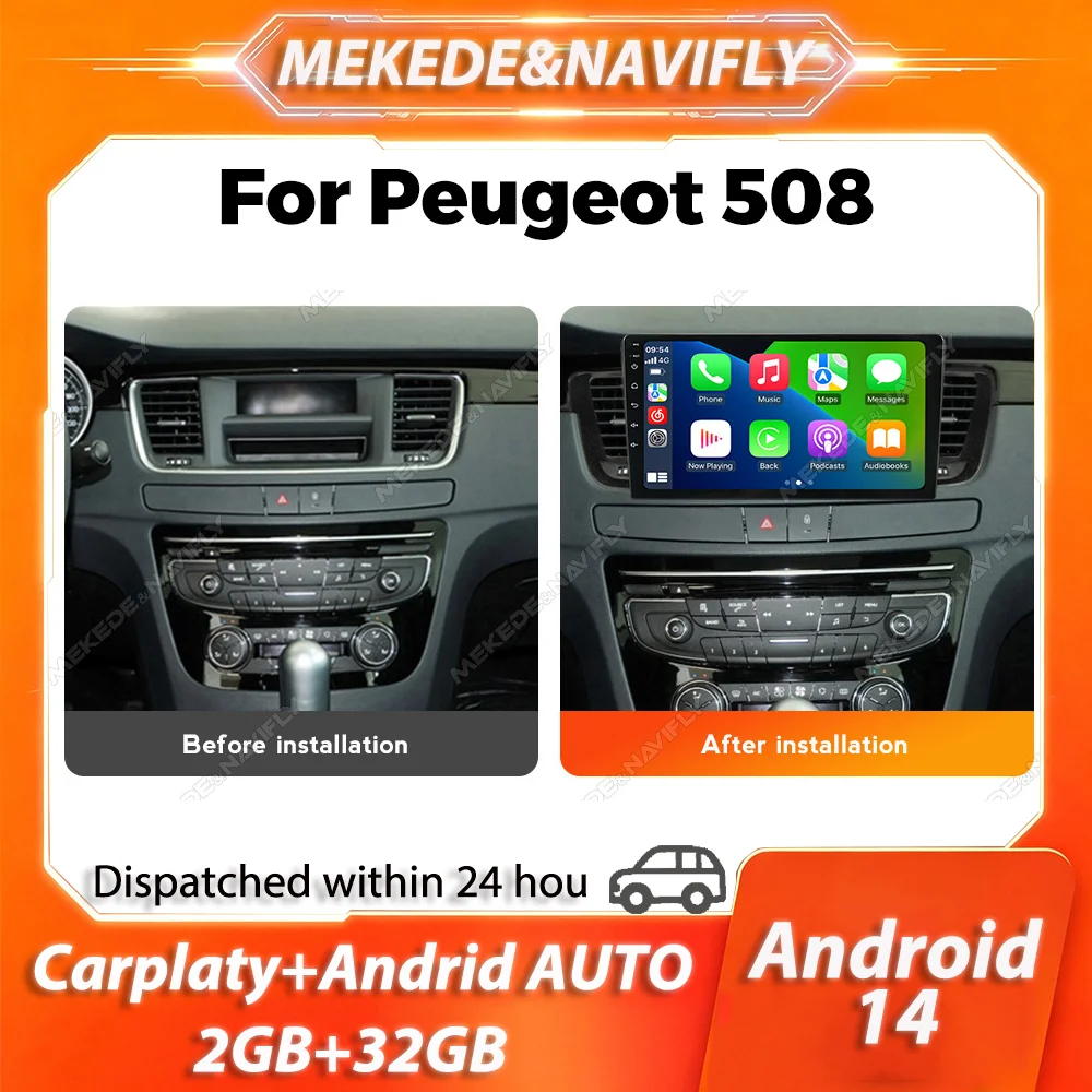 MEKEDE 2 Din Carplay Für Peugeot 508 2011-2018 IPS Bildschirm Autoradio GPS Navigation Autoradio Stereo Intelligentes Auto-Audiosystem